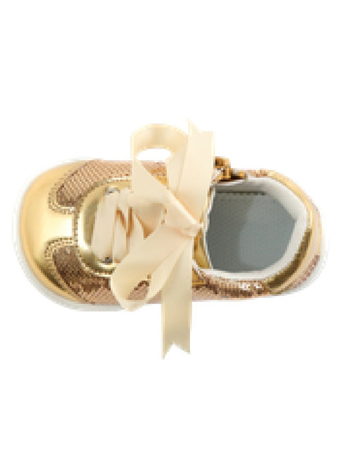 Mooshu Trainers Girls Gold Friendship Squeaky Casual Shoes 3 Baby-9 Toddler - SophiasStyle.com